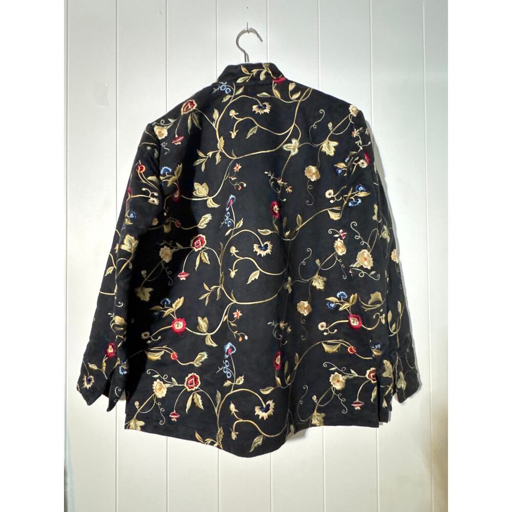 Painted Pony Jacket Black Embroidered Floral Button Front Artwear Womens Small - Picture 6 of 11